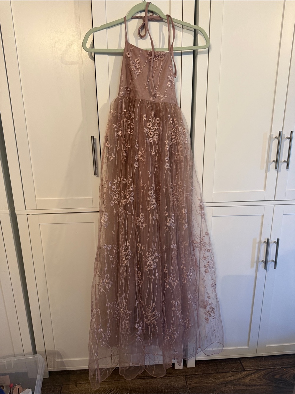Indigo blue - new - Girls' Dusty Rose Embroidered Tulle Halter Dress